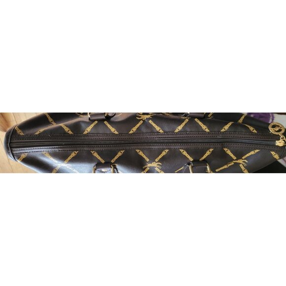 LONGCHAMP Horse Logo Boston Dark Brown Hand Tote Bag Vintage - Picture 8 of 14